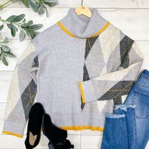 NWT Hem & Thread Turtleneck Plaid Sweater